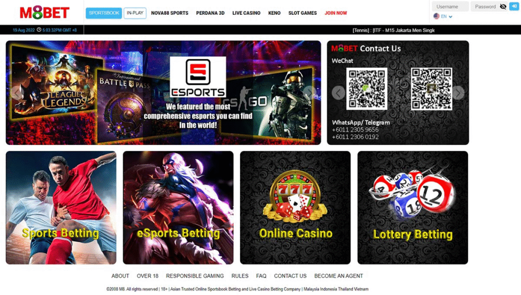 m8bet online casino and esports betting and lottery betting